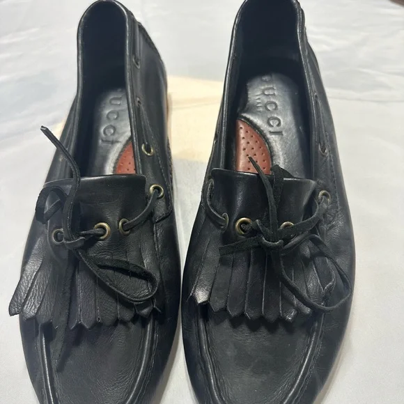 Gucci Black Leather Loafers with Fringe s-l400.jpg main image 2